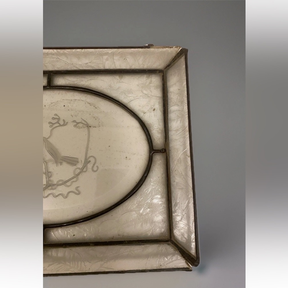 1930s Art Deco Glass Vanity Jewelry Tray Bird Motif Architectural Salvage Decor - Picture 5 of 6